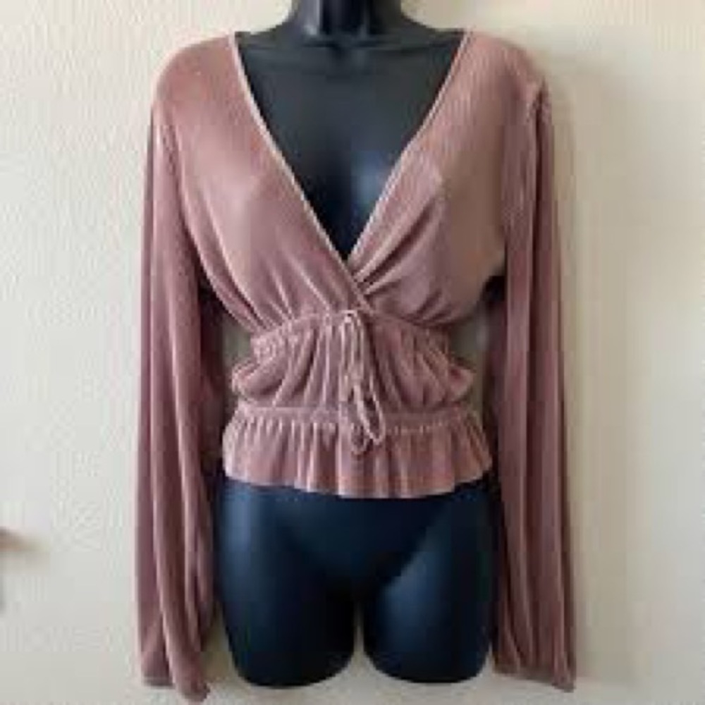 Zara Cinched Waist Pleated Top